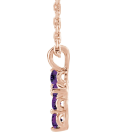 R42363 Necklace 14K Rose Set Natural Amethyst Round 2 Mm 11.5 X 6.1 Mm Polished Natural Amethyst Cross 16-18 In Necklace