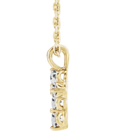 R42363 Necklace 14K Yellow Set Natural White Sapphire Round 2 Mm 11.5 X 6.1 Mm Polished Natural White Sapphire Cross 16-18 In Necklace