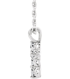 R42363 Necklace Platinum Set Natural White Sapphire Round 2 Mm 11.5 X 6.1 Mm Polished Natural White Sapphire Cross 16-18 In Necklace
