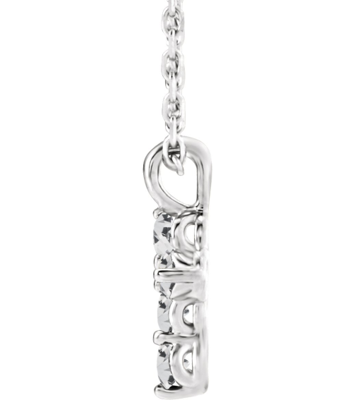 R42363 Necklace Platinum Set Natural White Sapphire Round 2 Mm 11.5 X 6.1 Mm Polished Natural White Sapphire Cross 16-18 In Necklace