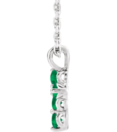 R42363 Necklace Platinum Set Lab-Grown Emerald Round 2 Mm 11.5 X 6.1 Mm Polished Lab-Grown Emerald Cross 16-18 In Necklace