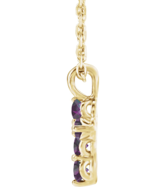 R42363 Necklace 14K Yellow Set Natural Alexandrite Round 2 Mm 11.5 X 6.1 Mm Polished Natural Alexandrite Cross 16-18 In Necklace