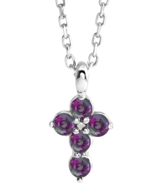 R42363 Necklace Platinum Set Natural Alexandrite Round 2 Mm 11.5 X 6.1 Mm Polished Natural Alexandrite Cross 16-18 In Necklace