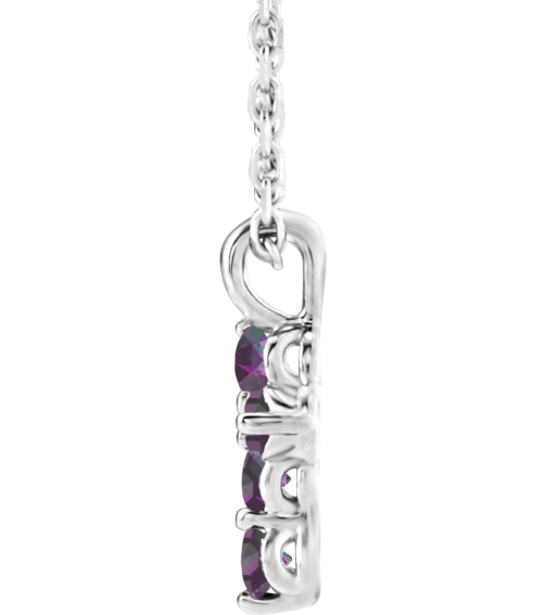 R42363 Necklace Platinum Set Natural Alexandrite Round 2 Mm 11.5 X 6.1 Mm Polished Natural Alexandrite Cross 16-18 In Necklace