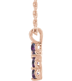 R42363 Necklace 14K Rose Set Lab-Grown Alexandrite Round 2 Mm 11.5 X 6.1 Mm Polished Lab-Grown Alexandrite Cross 16-18 In Necklace