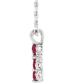 R42363 Necklace Platinum Set Lab-Grown Ruby Round 2 Mm 11.5 X 6.1 Mm Polished Lab-Grown Ruby Cross 16-18 In Necklace