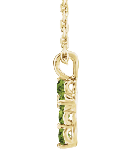 R42363 Necklace 14K Yellow Set Natural Peridot Round 2 Mm 11.5 X 6.1 Mm Polished Natural Peridot Cross 16-18 In Necklace