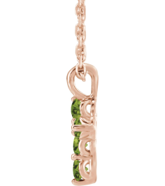R42363 Necklace 14K Rose Set Natural Peridot Round 2 Mm 11.5 X 6.1 Mm Polished Natural Peridot Cross 16-18 In Necklace