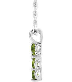 R42363 Necklace Platinum Set Natural Peridot Round 2 Mm 11.5 X 6.1 Mm Polished Natural Peridot Cross 16-18 In Necklace