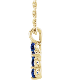 R42363 Necklace 14K Yellow Set Natural Blue Sapphire Round 2 Mm 11.5 X 6.1 Mm Polished Natural Blue Sapphire Cross 16-18 In Necklace