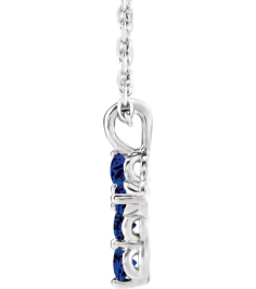 R42363 Necklace Platinum Set Lab-Grown Blue Sapphire Round 2 Mm 11.5 X 6.1 Mm Polished Lab-Grown Blue Sapphire Cross 16-18 In Necklace