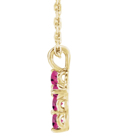 R42363 Necklace 14K Yellow Set Natural Pink Tourmaline Round 2 Mm 11.5 X 6.1 Mm Polished Natural Pink Tourmaline Cross 16-18 In Necklace