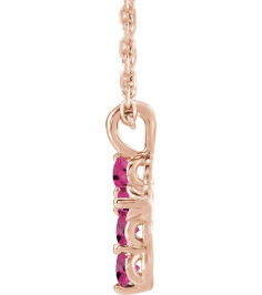 R42363 Necklace 14K Rose Set Natural Pink Tourmaline Round 2 Mm 11.5 X 6.1 Mm Polished Natural Pink Tourmaline Cross 16-18 In Necklace