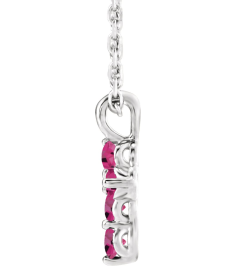 R42363 Necklace Platinum Set Natural Pink Tourmaline Round 2 Mm 11.5 X 6.1 Mm Polished Natural Pink Tourmaline Cross 16-18 In Necklace