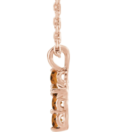 R42363 Necklace 14K Rose Set Natural Citrine Round 2 Mm 11.5 X 6.1 Mm Polished Natural Citrine Cross 16-18 In Necklace