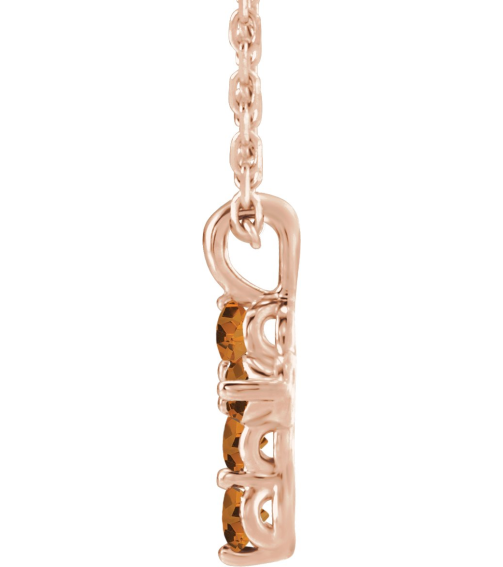 R42363 Necklace 14K Rose Set Natural Citrine Round 2 Mm 11.5 X 6.1 Mm Polished Natural Citrine Cross 16-18 In Necklace