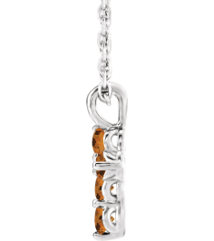R42363 Necklace Platinum Set Natural Citrine Round 2 Mm 11.5 X 6.1 Mm Polished Natural Citrine Cross 16-18 In Necklace