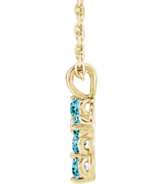 R42363 Necklace 14K Yellow Set Natural Blue Zircon Round 2 Mm 11.5 X 6.1 Mm Polished Natural Blue Zircon Cross 16-18 In Necklace