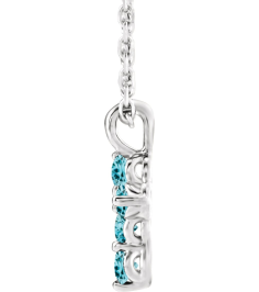 R42363 Necklace Platinum Set Natural Blue Zircon Round 2 Mm 11.5 X 6.1 Mm Polished Natural Blue Zircon Cross 16-18 In Necklace