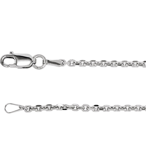 Ch125 Rhodium-Plated Sterling Silver Cable 1.75 Mm 18 In Lobster Clasp Diamond-Cut Diamond-Cut Cable Chain