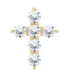 R42359 Pendant Set 14K Yellow Round Natural Diamond 10.2 X 7.9 Mm 2.2Mm 14 Ctw I1, G-H Polished 14 Ctw Natural Diamond Cross Pendant
