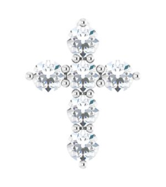 R42359 Pendant Set Sterling Silver Round Natural Diamond 10.2 X 7.9 Mm 2.2Mm 14 Ctw I1, G-H Polished 14 Ctw Natural Diamond Cross Pendant