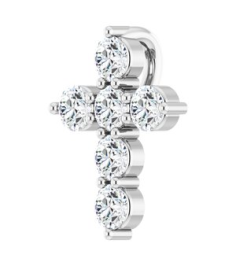 R42359 Pendant Set Sterling Silver Round Natural Diamond 10.2 X 7.9 Mm 2.2Mm 14 Ctw I1, G-H Polished 14 Ctw Natural Diamond Cross Pendant