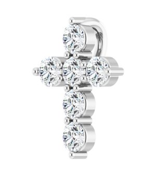 R42359 Pendant Set Sterling Silver Round Natural Diamond 10.2 X 7.9 Mm 2.2Mm 14 Ctw I1, G-H Polished 14 Ctw Natural Diamond Cross Pendant