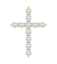 R42359 Pendant Set 14K Yellow Round Natural Diamond 17.8 X 12.9 Mm 2.2Mm 38 Ctw I1, G-H Polished 38 Ctw Natural Diamond Cross Pendant