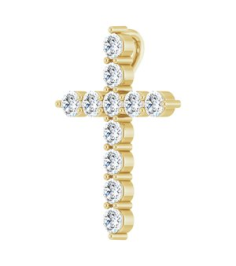 R42359 Pendant Set 14K Yellow Round Natural Diamond 17.8 X 12.9 Mm 2.2Mm 38 Ctw I1, G-H Polished 38 Ctw Natural Diamond Cross Pendant