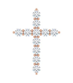 R42359 Pendant Set 14K Rose Round Natural Diamond 17.8 X 12.9 Mm 2.2Mm 38 Ctw I1, G-H Polished 38 Ctw Natural Diamond Cross Pendant