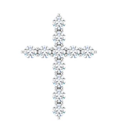 R42359 Pendant Set Sterling Silver Round Natural Diamond 17.8 X 12.9 Mm 2.2Mm 38 Ctw I1, G-H Polished 38 Ctw Natural Diamond Cross Pendant