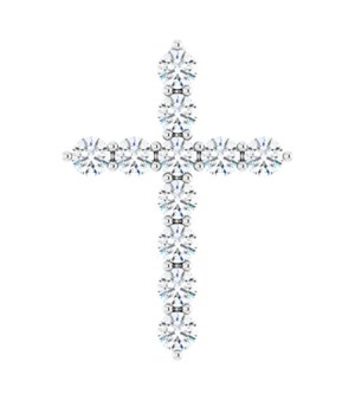 R42359 Pendant Set Sterling Silver Round Natural Diamond 17.8 X 12.9 Mm 2.2Mm 38 Ctw I1, G-H Polished 38 Ctw Natural Diamond Cross Pendant
