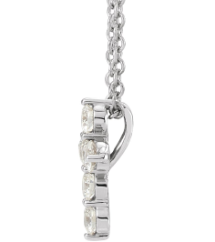 R42359 Necklace Set 14K White Round Natural Diamond 10.2 X 7.9 Mm 2.2Mm 14 Ctw I1, G-H 16-18 In Polished 14 Ctw Natural Diamond Cross Necklace