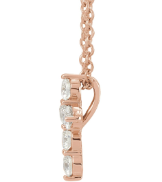 R42359 Necklace Set 14K Rose Round Natural Diamond 10.2 X 7.9 Mm 2.2Mm 14 Ctw I1, G-H 16-18 In Polished 14 Ctw Natural Diamond Cross Necklace