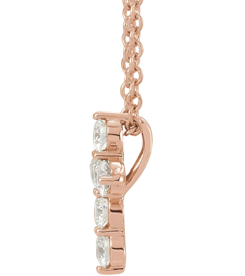 R42359 Necklace Set 14K Rose Round Natural Diamond 10.2 X 7.9 Mm 2.2Mm 14 Ctw I1, G-H 16-18 In Polished 14 Ctw Natural Diamond Cross Necklace