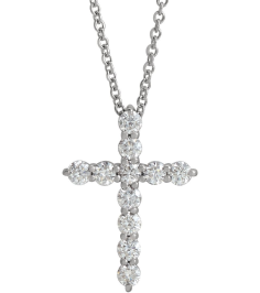 R42359 Necklace Set 14K White Round Natural Diamond 17.8 X 12.9 Mm 2.2Mm 38 Ctw I1, G-H 16-18 In Polished 38 Ctw Natural Diamond Cross Necklace