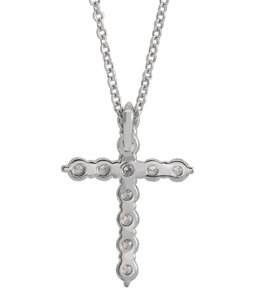 R42359 Necklace Set 14K White Round Natural Diamond 17.8 X 12.9 Mm 2.2Mm 38 Ctw I1, G-H 16-18 In Polished 38 Ctw Natural Diamond Cross Necklace