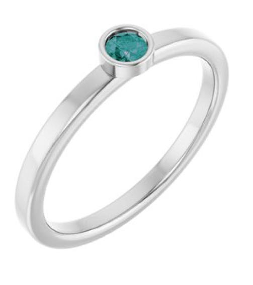 71806 Ring Set 14K White Lab-Grown Alexandrite Round 3 Mm Polished Lab-Grown Alexandrite Ring