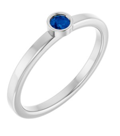 71806 Ring Set 14K White Lab-Grown Blue Sapphire Round 3 Mm Polished Lab-Grown Blue Sapphire Ring