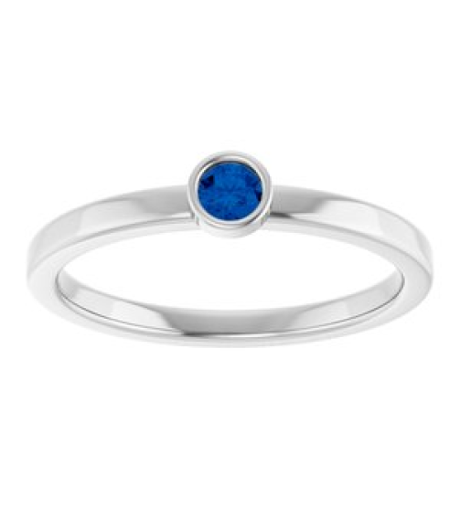 71806 Ring Set 14K White Lab-Grown Blue Sapphire Round 3 Mm Polished Lab-Grown Blue Sapphire Ring