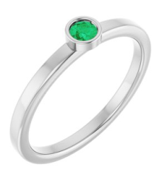 71806 Ring Set 14K White Lab-Grown Emerald Round 3 Mm Polished Lab-Grown Emerald Ring