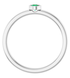71806 Ring Set 14K White Lab-Grown Emerald Round 3 Mm Polished Lab-Grown Emerald Ring
