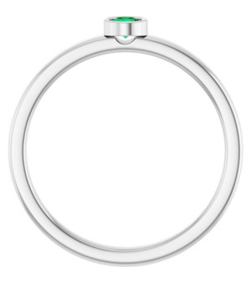 71806 Ring Set 14K White Lab-Grown Emerald Round 3 Mm Polished Lab-Grown Emerald Ring
