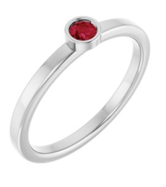 71806 Ring Set 14K White Lab-Grown Ruby Round 3 Mm Polished Lab-Grown Ruby Ring