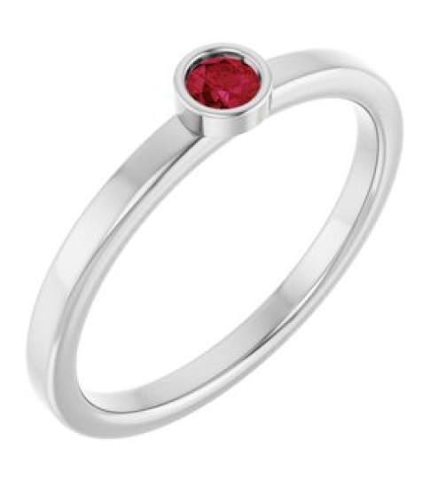 71806 Ring Set 14K White Lab-Grown Ruby Round 3 Mm Polished Lab-Grown Ruby Ring