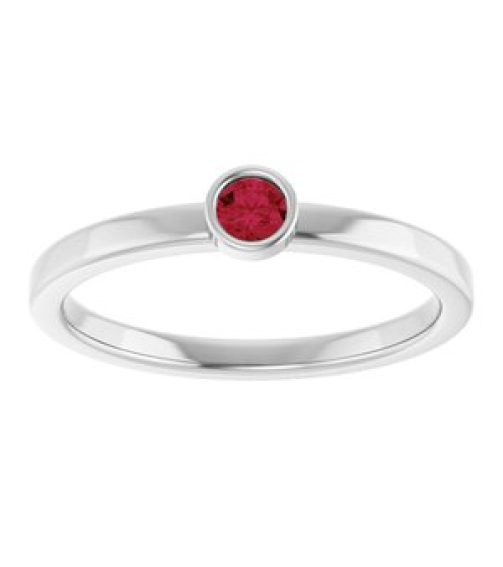 71806 Ring Set 14K White Lab-Grown Ruby Round 3 Mm Polished Lab-Grown Ruby Ring