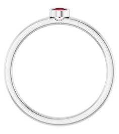 71806 Ring Set 14K White Lab-Grown Ruby Round 3 Mm Polished Lab-Grown Ruby Ring