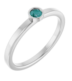 71806 Ring Set 14K White Natural Alexandrite Round 3 Mm Polished Natural Alexandrite Ring
