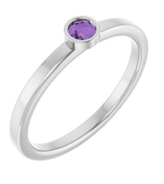 71806 Ring Set 14K White Natural Amethyst Round 3 Mm Polished Natural Amethyst Ring